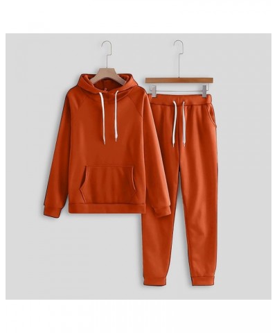 Women's Two Piece Outfits Long Sleeve Hoodies Casual Athletic Tracksuit Oversized Sweatsuit Set Jogger Lounge Sets 02-orange➤...