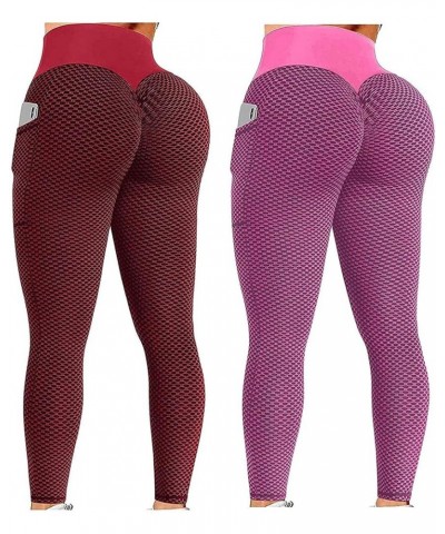 2PCS Leggings for Women Tummy Control Butt Lift High Waisted Workout Yoga Pants Tummy Control Gym Compression Tights X-pink $...