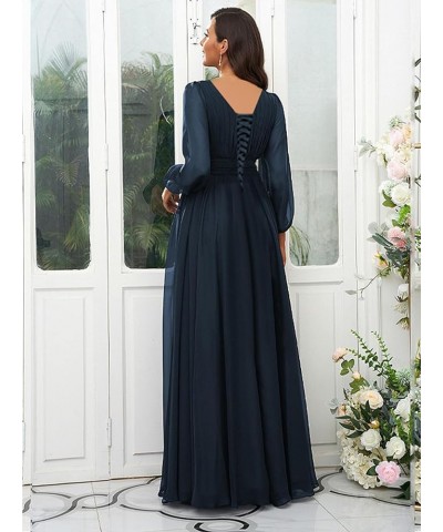 Long Sleeve Bridesmaid Dresses for Wedding Women Chiffon Long Corset Pleated Prom Formal Evening Dress Peacock $26.65 Dresses