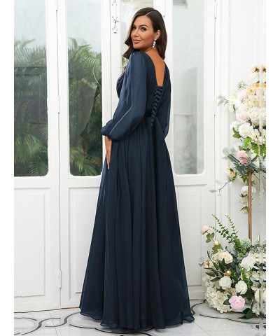 Long Sleeve Bridesmaid Dresses for Wedding Women Chiffon Long Corset Pleated Prom Formal Evening Dress Peacock $26.65 Dresses