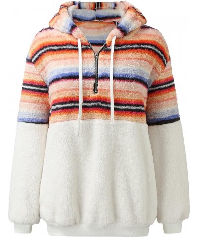 Fuzzy Hoodies for Women Half Zip Sherpa Fleece Oversized Hooded Sweatshirt Quarter Zip Pullover with Pockets C-multicolor $8....