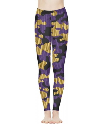 Sunflower Workout Legging Pants Full Length, Leopard Women Tummy Control Yoga Pants, Long Leggings for Sport Running Purple &...