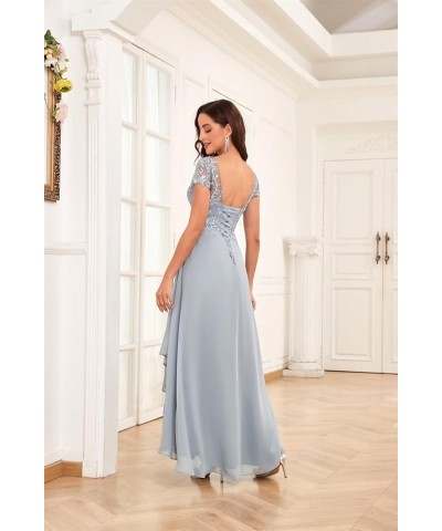 Mother of The Bride Dresses for Wedding Short Sleeve Lace Chiffon Ruched Formal Evening Dress Mint Green $36.00 Dresses