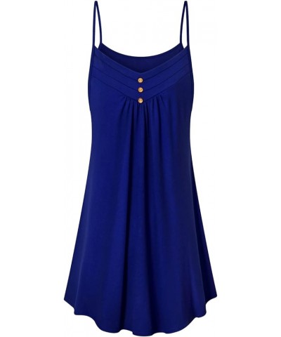 Women's Sun Dress Summer Beach Dresses for Women Spaghetti Strap V Neck Knee Length Flowy Cami Dress Royal Blue $18.19 Dresses