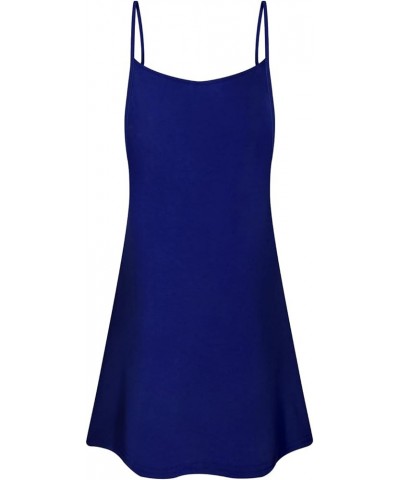 Women's Sun Dress Summer Beach Dresses for Women Spaghetti Strap V Neck Knee Length Flowy Cami Dress Royal Blue $18.19 Dresses