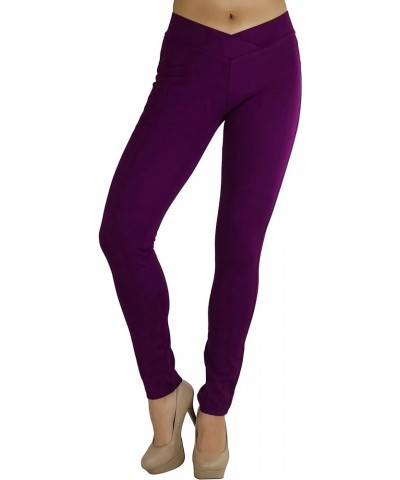 Women's Seagull Waist Skinny Ponte Leggings Magenta Purple $9.33 Leggings