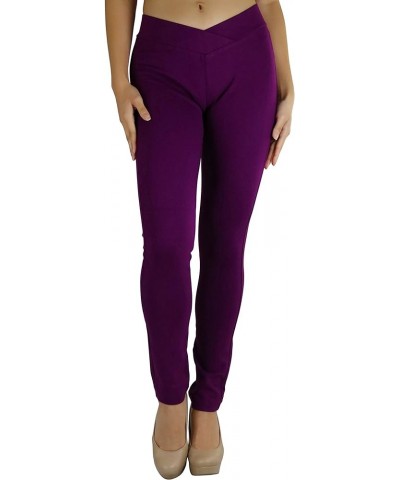 Women's Seagull Waist Skinny Ponte Leggings Magenta Purple $9.33 Leggings