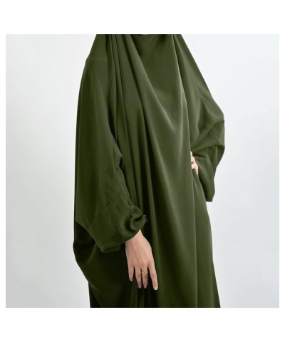 Women's Casual Solid Muslim Dresses Abaya Islamic Arab Kaftan Dress Long Sleeve Plus Size Maxi Dress for Women Army Green-6 $...