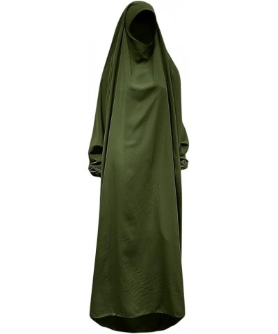 Women's Casual Solid Muslim Dresses Abaya Islamic Arab Kaftan Dress Long Sleeve Plus Size Maxi Dress for Women Army Green-6 $...