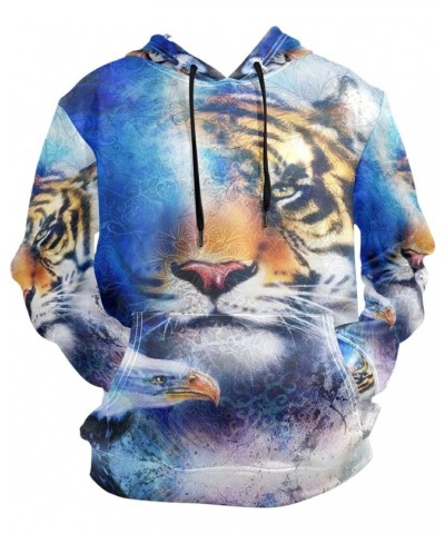 Owl Wolf Eagle Deer Hoodie Pullover Long Sleeves Thin Workout Sweatshirts Tiger With Bird $17.50 Hoodies & Sweatshirts