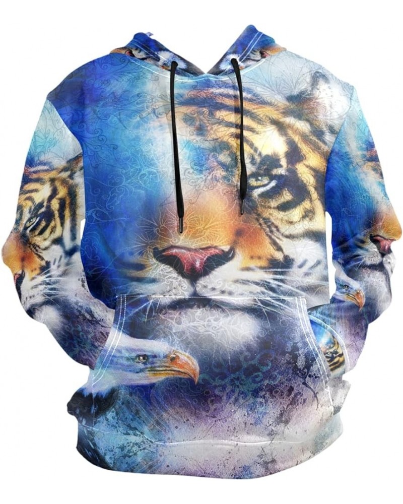 Owl Wolf Eagle Deer Hoodie Pullover Long Sleeves Thin Workout Sweatshirts Tiger With Bird $17.50 Hoodies & Sweatshirts