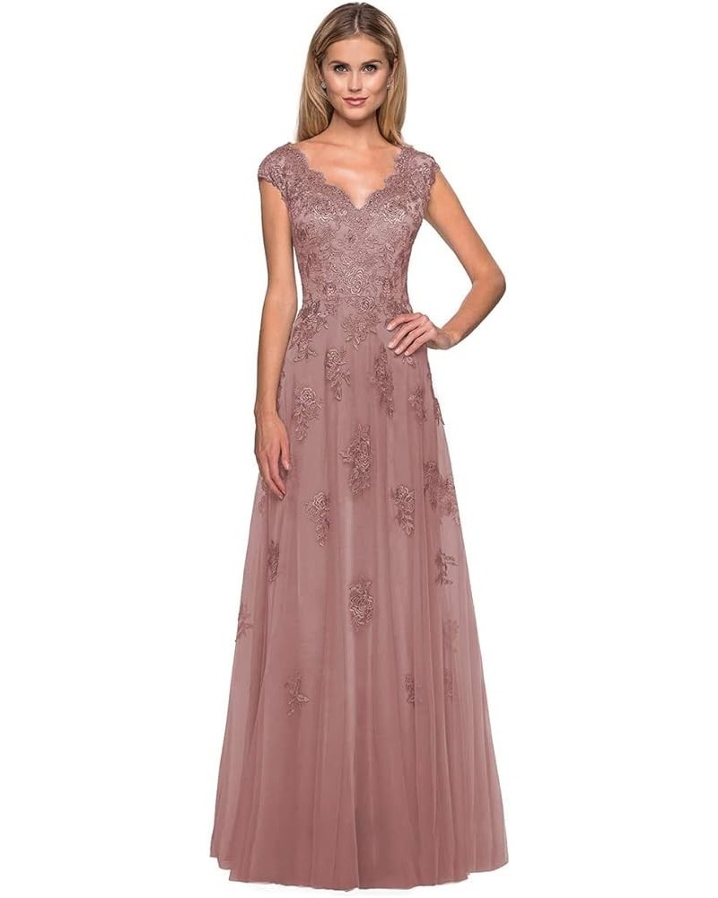 Women's Laces Appliques Mother of The Bride Dresses with Pockets Tulle Mother of The Groom Dresses for Wedding Dusty Rose $37...