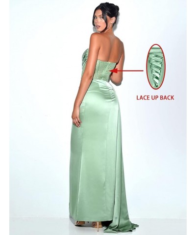 Strapless Prom Dresses Mermaid Evening Dresses Slit Ball Gowns for Women Formal Emerald Green $42.09 Dresses