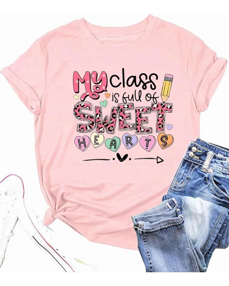 Valentines Teacher Shirt My Class is Full of Sweethearts Letter Print Tshirt I Love You ABC Alphabet Graphic Gift Tee Tops Pi...