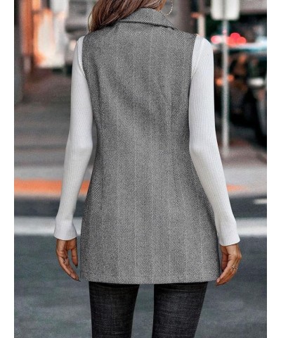 Women Blazer Open Front Regular Fit Polyester Lapel Neck Double Breasted Vest Blazer Jacket Coat Grey $40.61 Suits