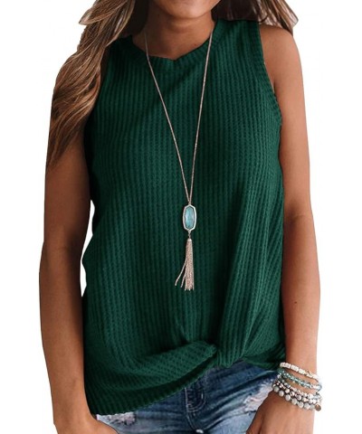 Womens Tunic Casual Blouse Sleeveless Cute Twist Knot Tank Tops 13 Dark Green $9.68 Tanks