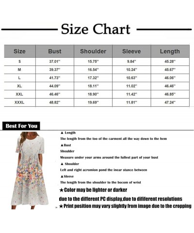 Women Short Sleeve Dress 2024 Spring Summer Loose Floral Casual Summer Flowy Tiered Long Maxi Dresses with Pockets 02-light B...