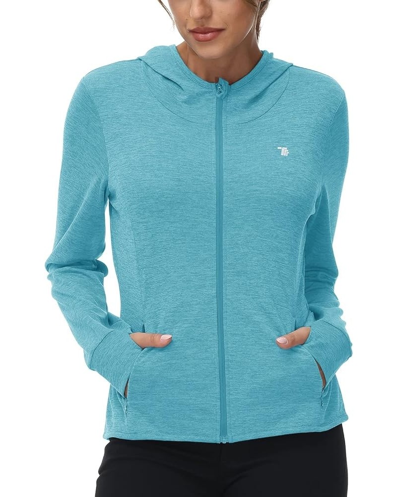 Womens UPF 50+ Sun Protection Hoodie Jackets Light Weight Long Sleeve Shirts Hiking Outdoor Full Zip Tops 3-light Blue $16.00...