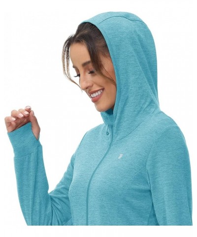 Womens UPF 50+ Sun Protection Hoodie Jackets Light Weight Long Sleeve Shirts Hiking Outdoor Full Zip Tops 3-light Blue $16.00...