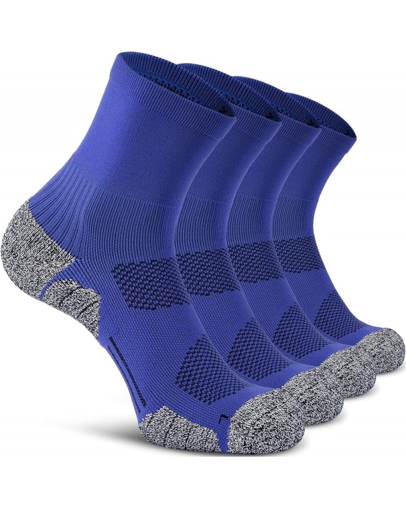 Compression Athletic Quarter Socks Cushioned for Men Women Kids 4-pairs Royal Blue $13.64 Activewear