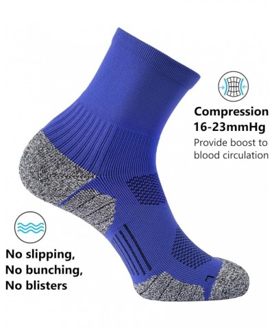 Compression Athletic Quarter Socks Cushioned for Men Women Kids 4-pairs Royal Blue $13.64 Activewear