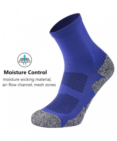 Compression Athletic Quarter Socks Cushioned for Men Women Kids 4-pairs Royal Blue $13.64 Activewear