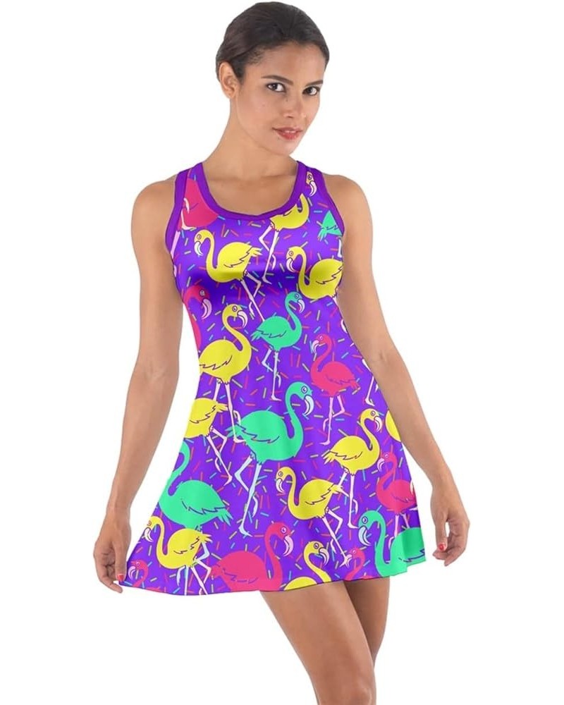 Womens Tank Dress Flamingo Summer Cotton Racerback Dress, XS-5XL Blue Violet $16.73 Dresses