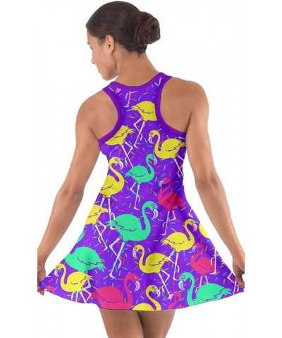 Womens Tank Dress Flamingo Summer Cotton Racerback Dress, XS-5XL Blue Violet $16.73 Dresses