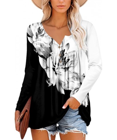 Women's Short Sleeve Shirts Long Sleeve Floral Summer Tops Loose Fit for Leggings Z Long Sleeve-bw Lotus $18.87 Tops