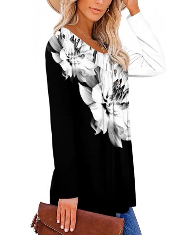 Women's Short Sleeve Shirts Long Sleeve Floral Summer Tops Loose Fit for Leggings Z Long Sleeve-bw Lotus $18.87 Tops