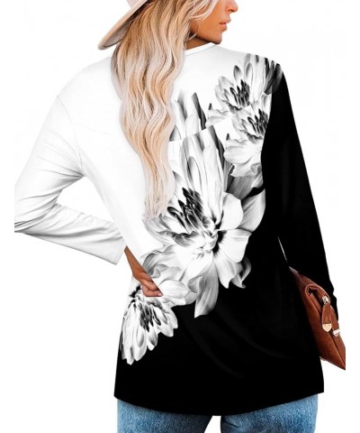 Women's Short Sleeve Shirts Long Sleeve Floral Summer Tops Loose Fit for Leggings Z Long Sleeve-bw Lotus $18.87 Tops