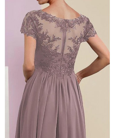 A-Line Mother of The Bride Dress Formal V Neck Tea Length Wedding Guest Dresses with Pleats Appliques 2023 JS052 Dusk $60.48 ...