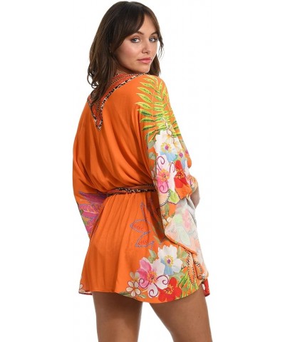 Women's Standard Kimono Swimsuit Cover Up Bright Coral//in a Trance Tropical $39.68 Swimsuits