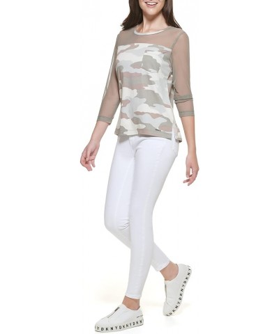 Women's Camo Chest Pocket Sheer Sportswear Top Thyme/Parchment Thyme Multi $8.68 T-Shirts