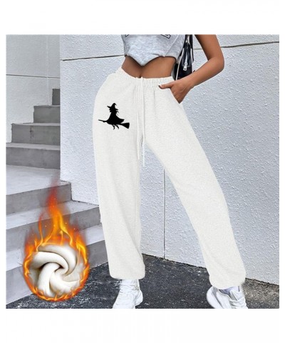 Women's Little Daisy Print Sweatpants Fleece High Waisted Cinch Bottom Pants with Pockets Fall Winter Warm Trousers White 6 $...