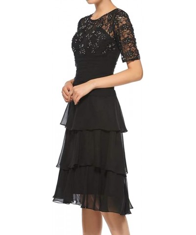 Mother of The Bride Dresses Tiered Short Evening Party Dresses Lace Short Sleeve Grape $35.52 Dresses