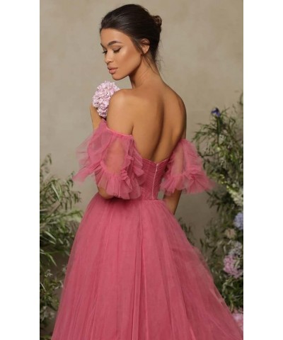 Off Shoulder Tulle Ball Gown Long Puffy Short Sleeve Prom Dresses Sweetheart Ball Gown Formal Dress for Women Wine Red $45.45...