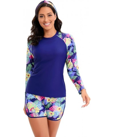 Women Swimsuits Long Sleeve Swimwear Two Piece Rash Guard Bathing Suit UPF 50+ Swimming Suit with Boyshort Purple $19.24 Swim...