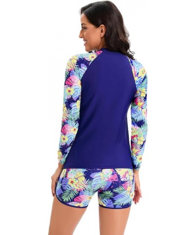 Women Swimsuits Long Sleeve Swimwear Two Piece Rash Guard Bathing Suit UPF 50+ Swimming Suit with Boyshort Purple $19.24 Swim...