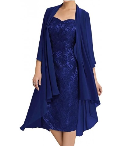 Tea Length Mother of The Bride Dresses with Jacket for Wedding, Elegant Plus Size Formal Evening Party Dresses Royal Blue $59...