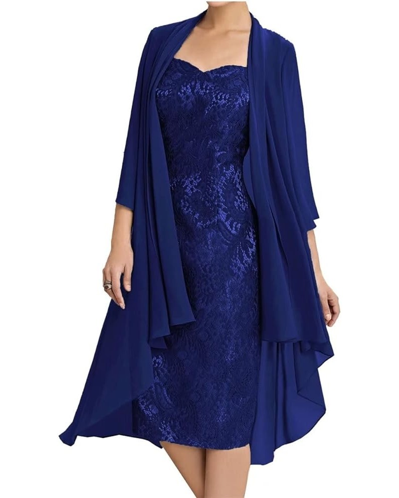 Tea Length Mother of The Bride Dresses with Jacket for Wedding, Elegant Plus Size Formal Evening Party Dresses Royal Blue $59...