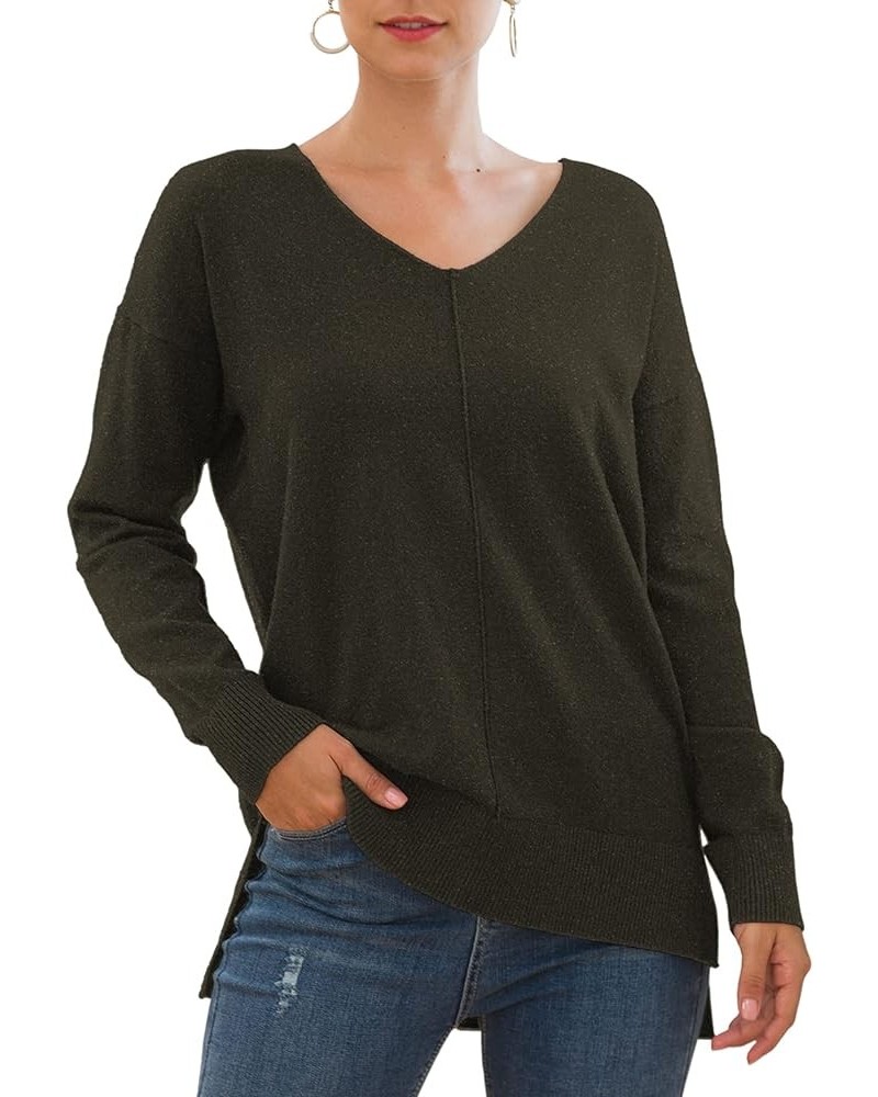 Women's Casual Lightweight V Neck Batwing Sleeve Knit Top Loose Pullover Sweater Hk Green $16.81 Sweaters