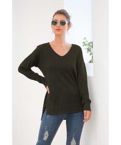 Women's Casual Lightweight V Neck Batwing Sleeve Knit Top Loose Pullover Sweater Hk Green $16.81 Sweaters