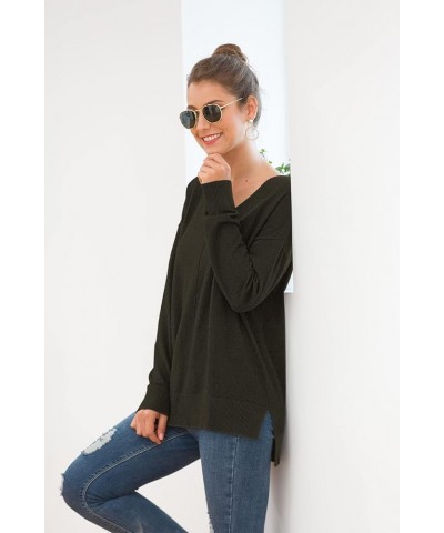 Women's Casual Lightweight V Neck Batwing Sleeve Knit Top Loose Pullover Sweater Hk Green $16.81 Sweaters