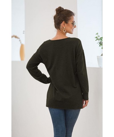 Women's Casual Lightweight V Neck Batwing Sleeve Knit Top Loose Pullover Sweater Hk Green $16.81 Sweaters