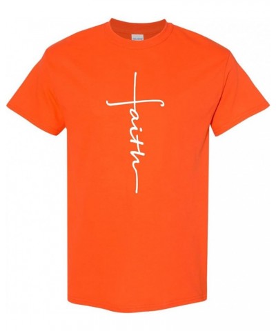 Simple Faith Cross Religious Unisex Short Sleeve Printed Tee Shirt Orange $14.02 Others