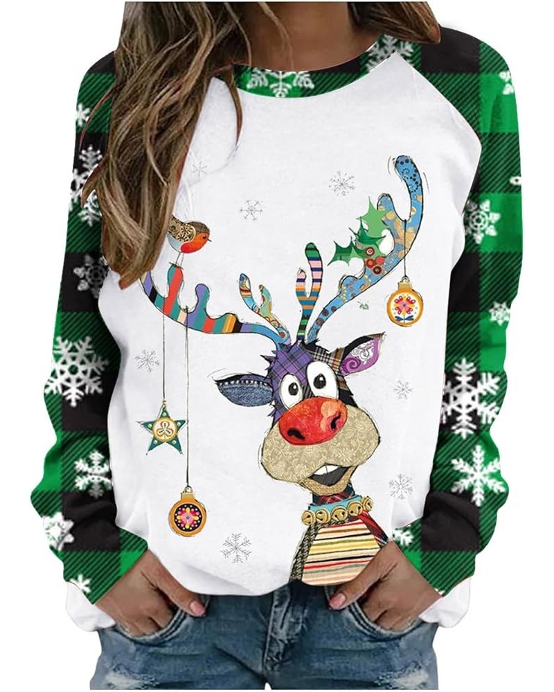 Ugly Christmas Sweater for Women 2023 Cute Reindeer Print Pullover Long Sleeve Tops Funny Novelty Xmas Crewneck Sweatshirts R...