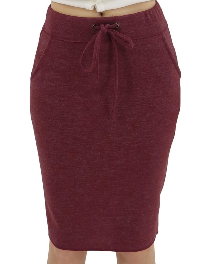 Women's High Waist Stretch Pencil Skirt with Pockets Bj 001 Burgandy $10.66 Others