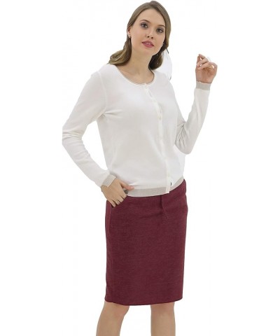 Women's High Waist Stretch Pencil Skirt with Pockets Bj 001 Burgandy $10.66 Others