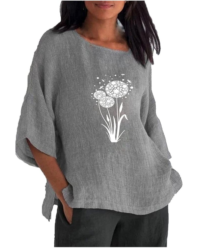 Women's Cotton Linen Tunic Tops Casual Loose Boho Tunic Tops Half Sleeve T-Shirt Blouses Cute Going Out Clothing 2023 Gray 12...